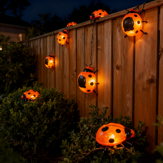 Solar-Powered Plastic Ladybug Garden Lights - Outdoor Decor with Warm LED, Auto-Charging Night Ornaments for Garden Landscaping