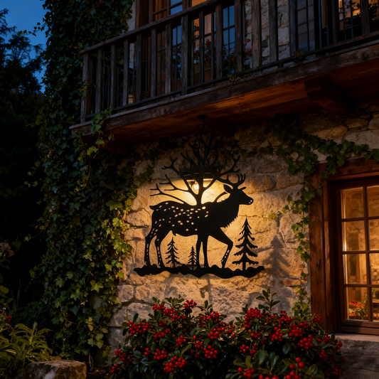 Solar-Powered Metal Deer Garden Stake with Warm LED Light - Outdoor Iron Art Decor for Garden Landscaping, Auto-Charging Night Light Ornament