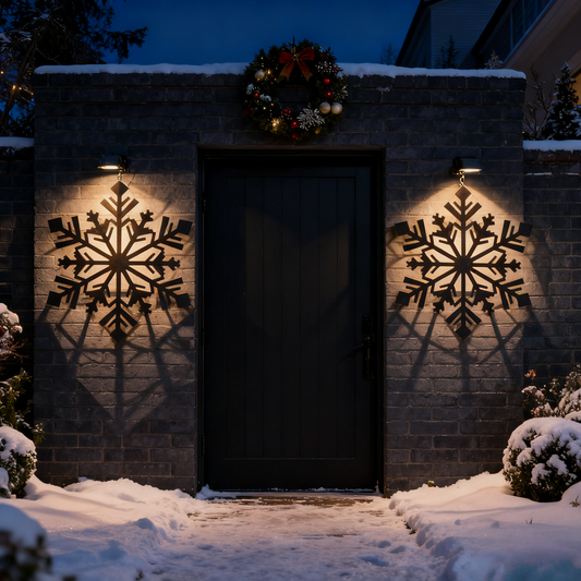 Solar-Powered Metal Snowflake Garden Stake with Warm LED Light - Outdoor Iron Art Decor for Garden Landscaping, Auto-Charging Winter Night Light Ornament