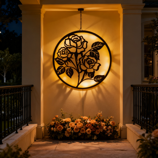 Solar-Powered Metal Rose Garden Stake with Warm LED Light - Outdoor Iron Art Decor for Garden Landscaping, Auto-Charging Night Light Ornament